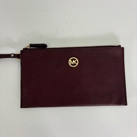 Michael Kors Burgundy/Maroon/Wine Colored Leather Wristlet Wallet - Picture 2 of 5